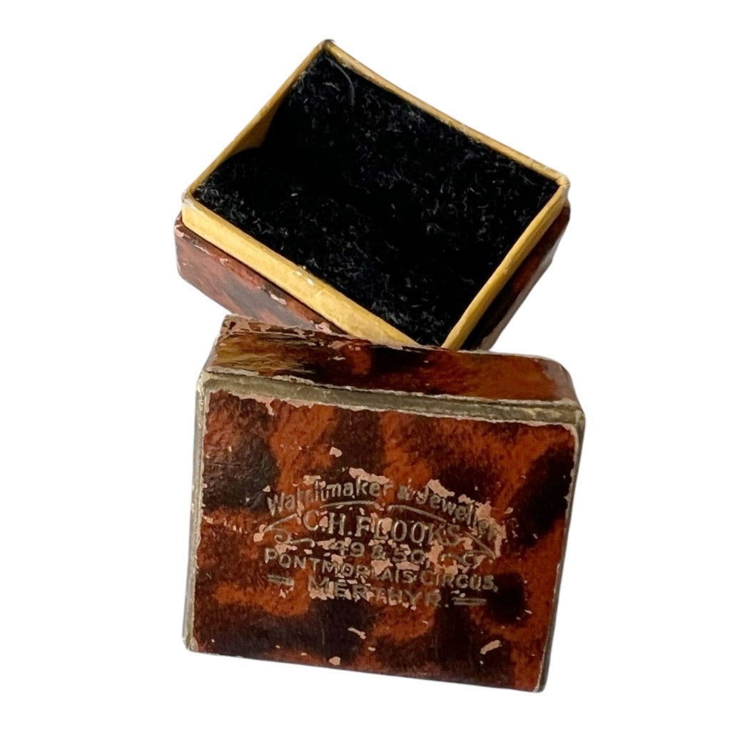 Antique Victorian Ring Box C.H. Flooks Merthyr Wales Jeweller Ring Presentation Box c1880
