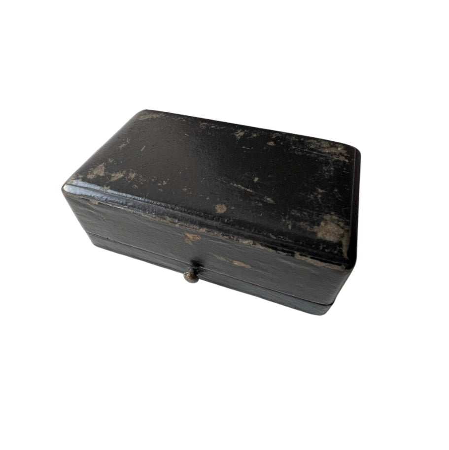 Antique Jewellery Presentation Box, Black Velvet & Red Satin