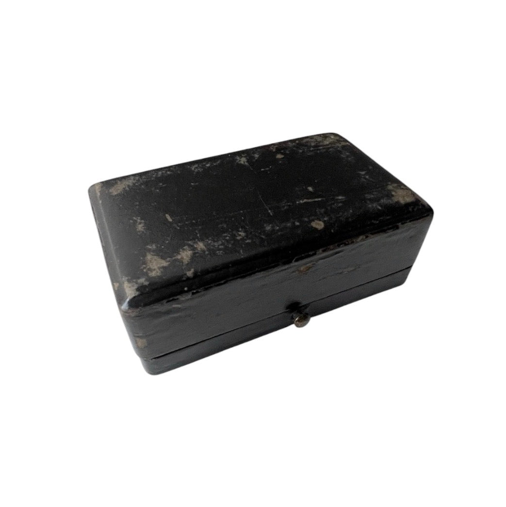 Antique Jewellery Presentation Box, Black Velvet & Red Satin
