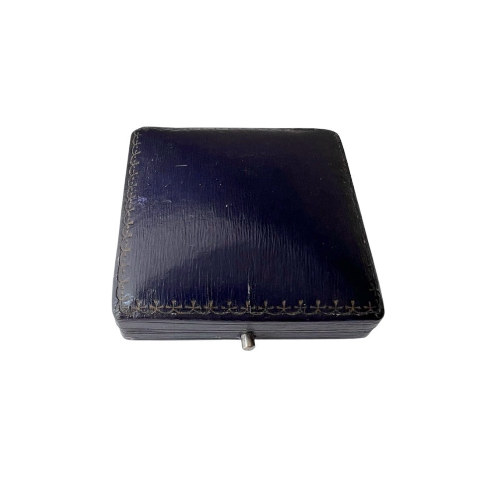 Antique Navy Blue Jewellery Presentation Box – Satin & Velvet Lined
