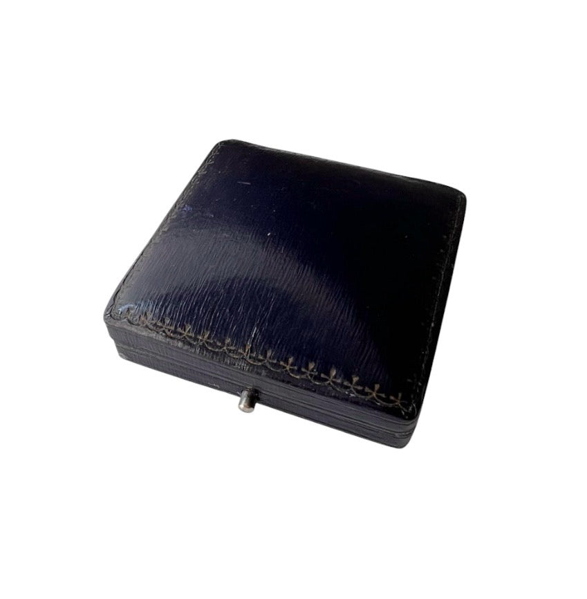 Antique Navy Blue Jewellery Presentation Box – Satin & Velvet Lined