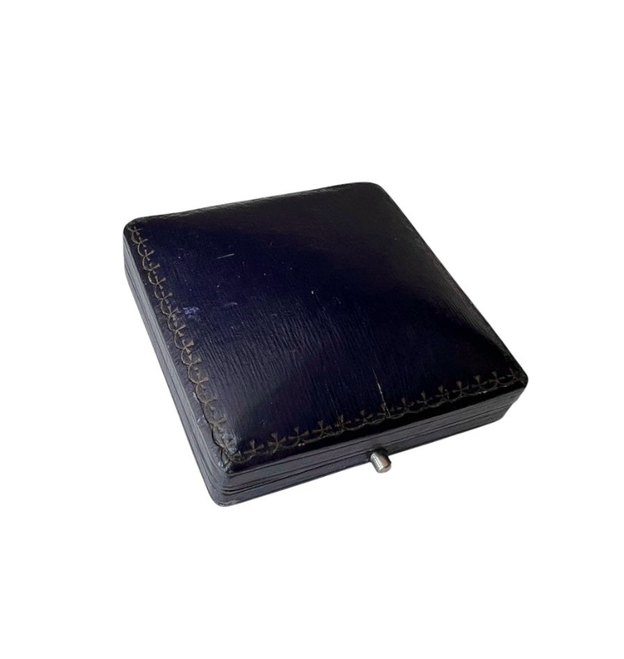 Antique Navy Blue Jewellery Presentation Box – Satin & Velvet Lined