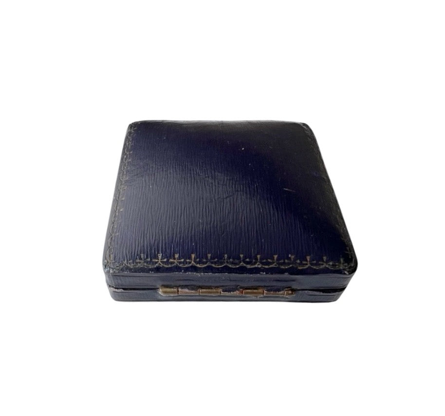Antique Navy Blue Jewellery Presentation Box – Satin & Velvet Lined
