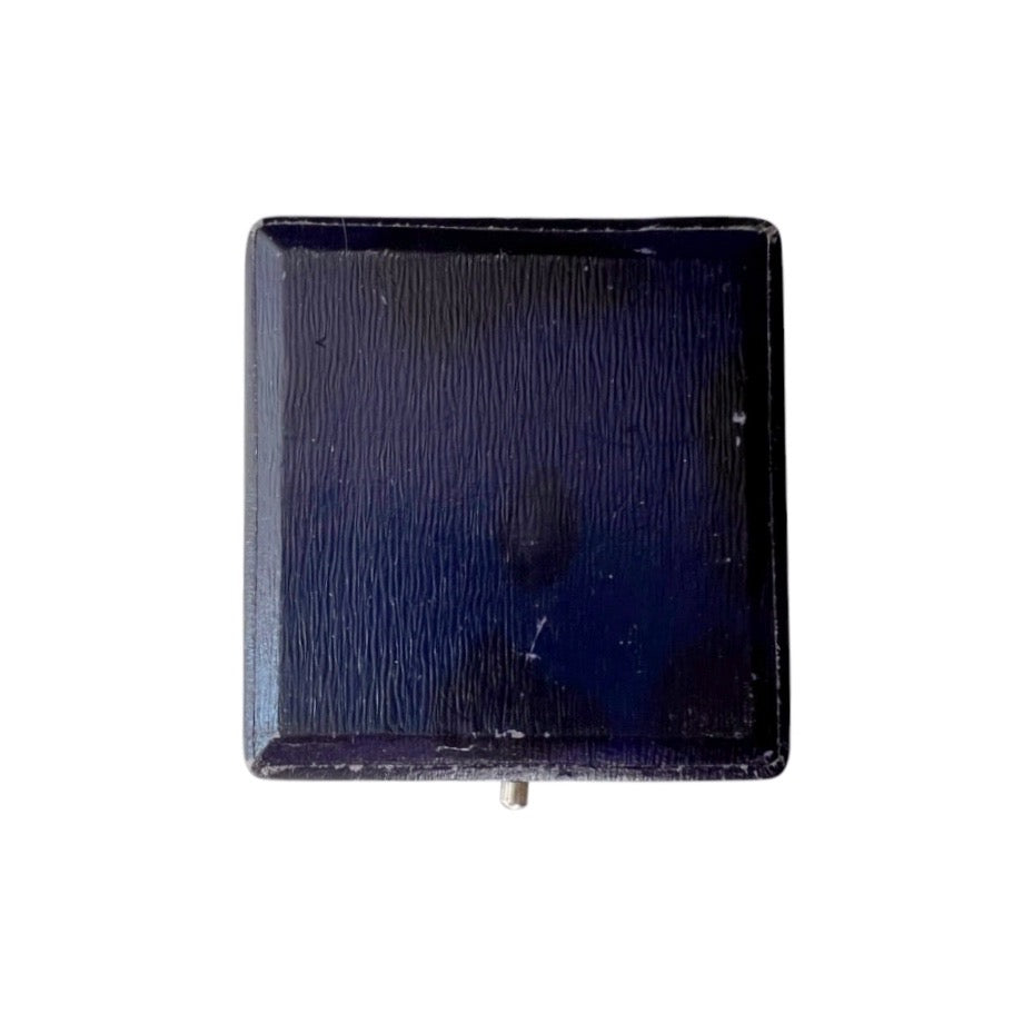 Antique Navy Blue Jewellery Presentation Box – Satin & Velvet Lined