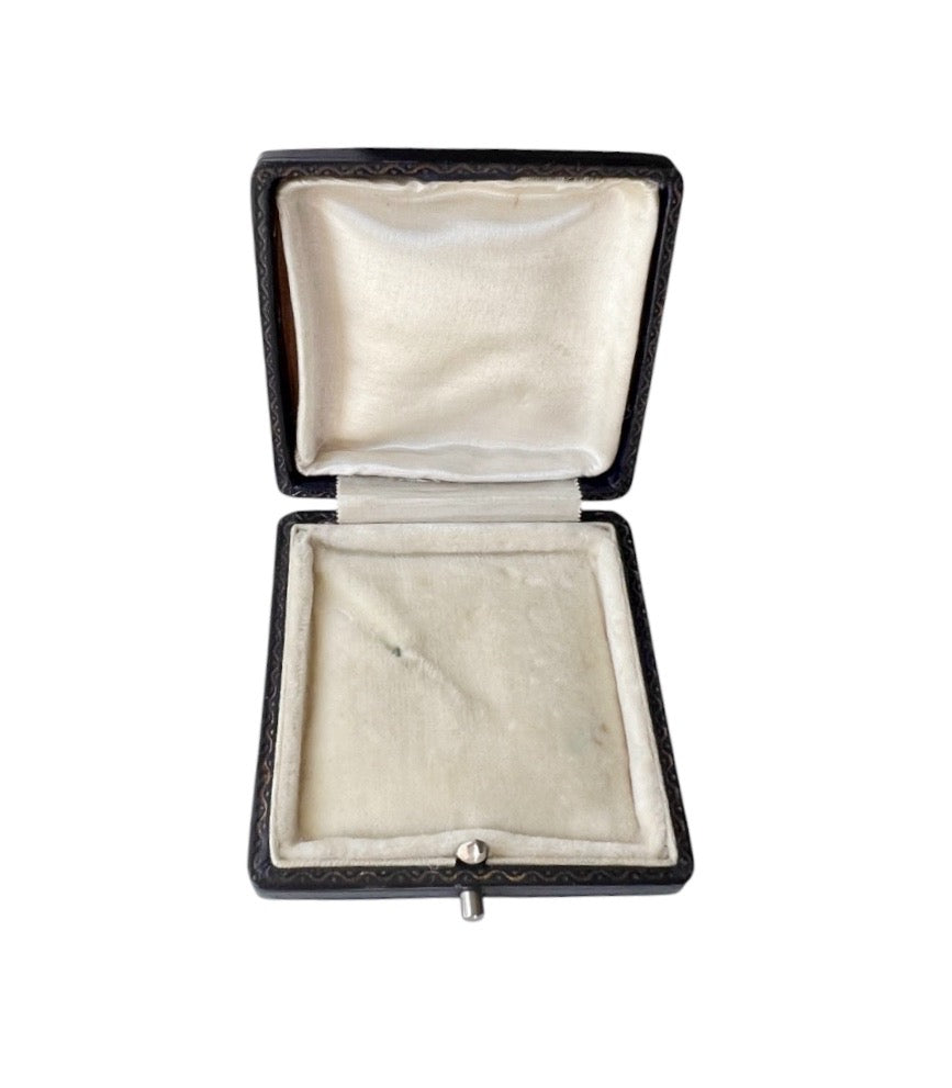 Antique Navy Blue Jewellery Presentation Box – Satin & Velvet Lined