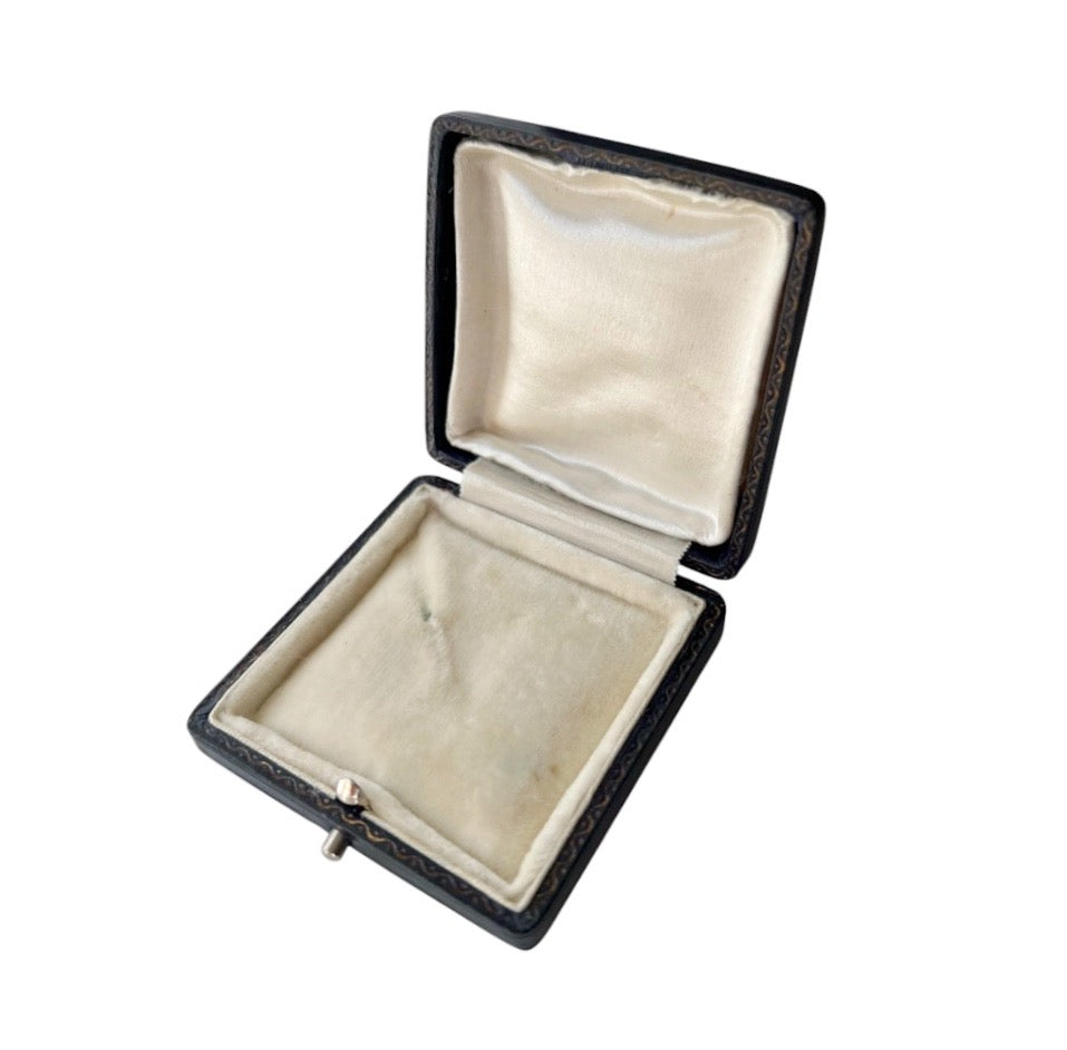 Antique Navy Blue Jewellery Presentation Box – Satin & Velvet Lined