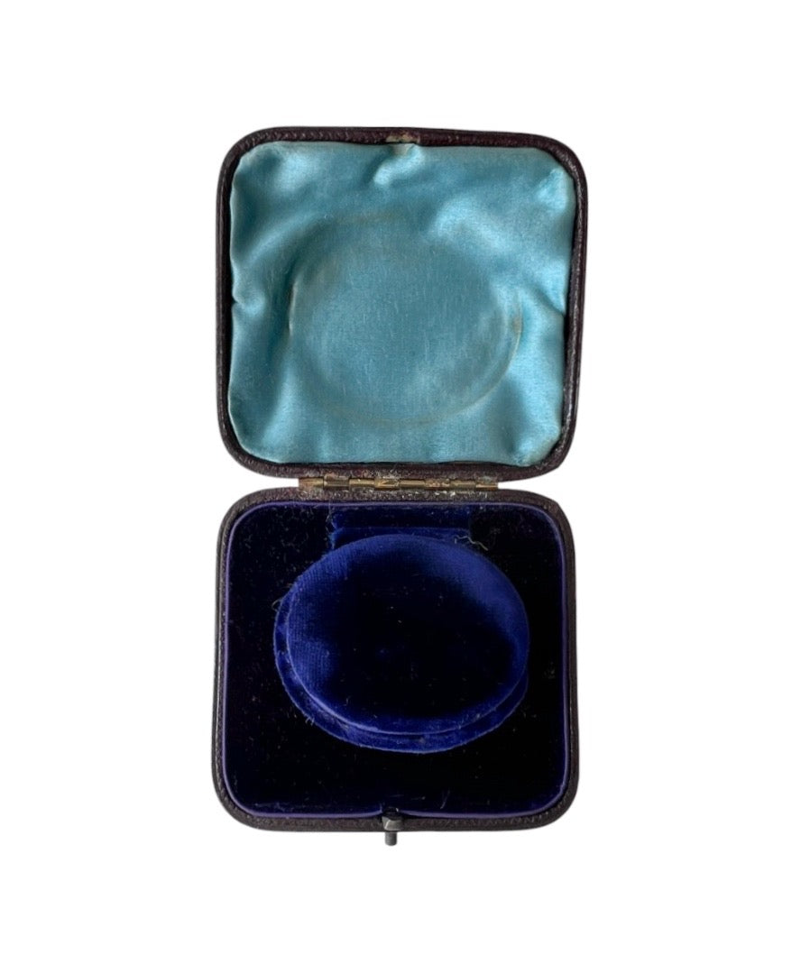 Antique Jewellery Presentation Box with Blue Velvet Interior, c.1900–1920
