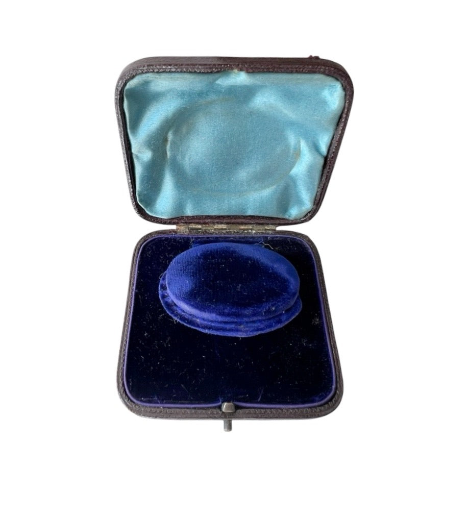 Antique Jewellery Presentation Box with Blue Velvet Interior, c.1900–1920