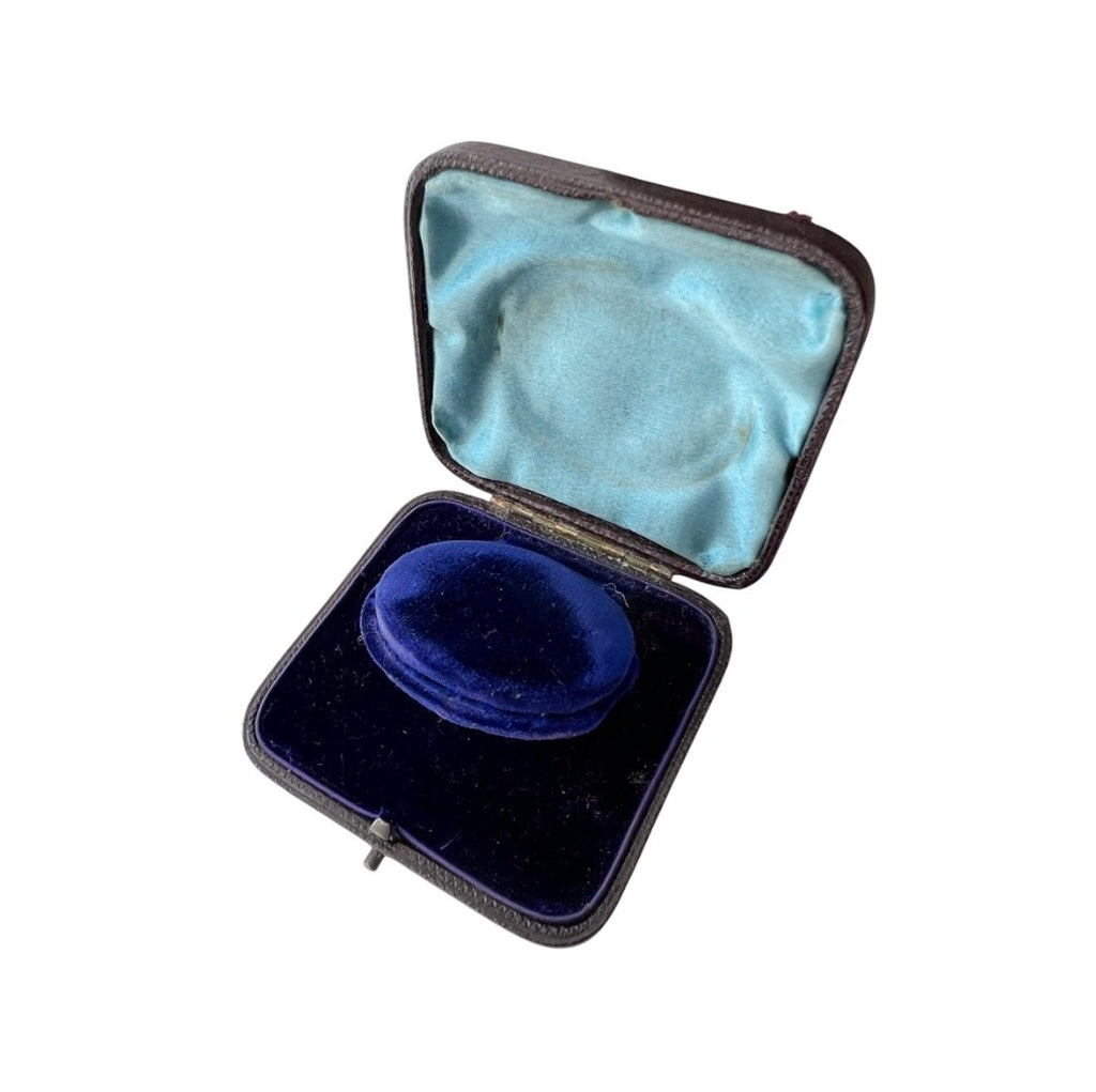 Antique Jewellery Presentation Box with Blue Velvet Interior, c.1900–1920