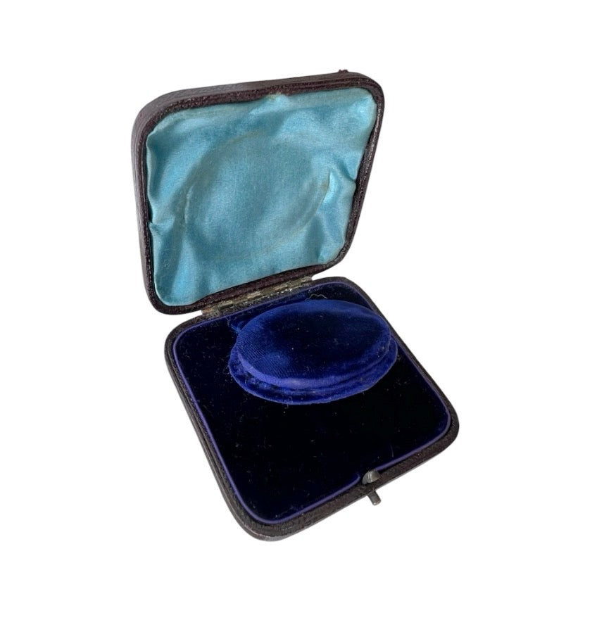 Antique Jewellery Presentation Box with Blue Velvet Interior, c.1900–1920