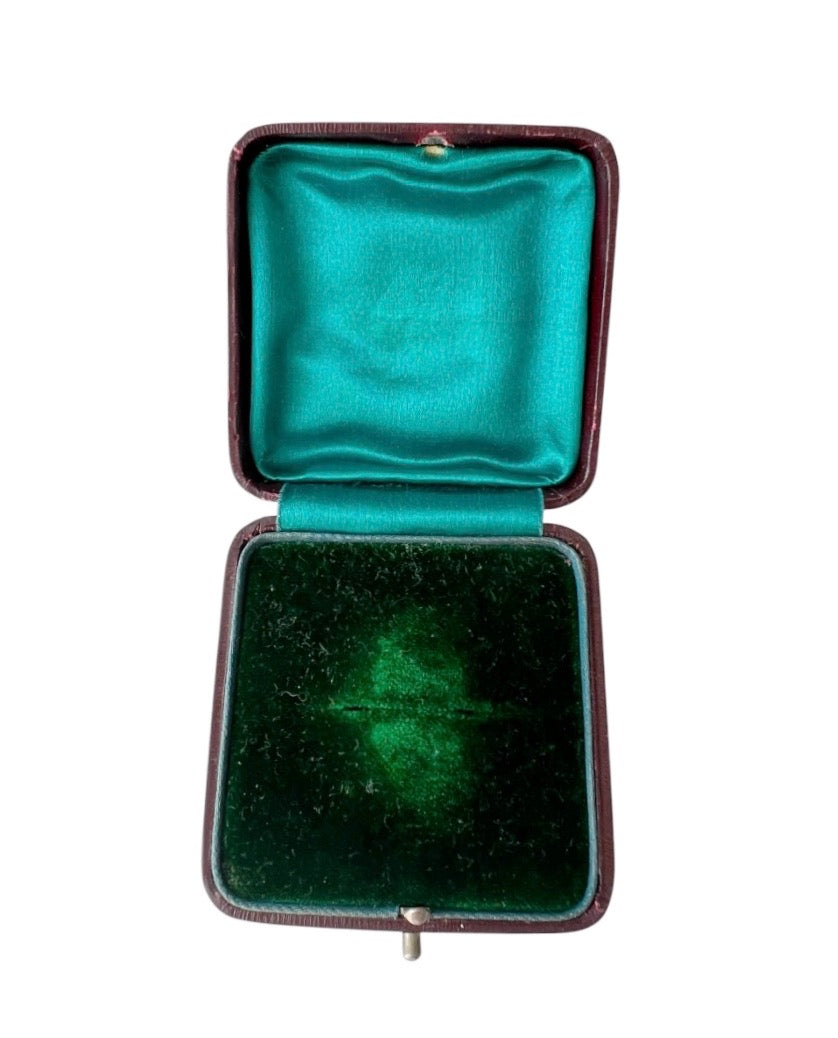 Antique Brooch Presentation Box with Green Velvet Interior