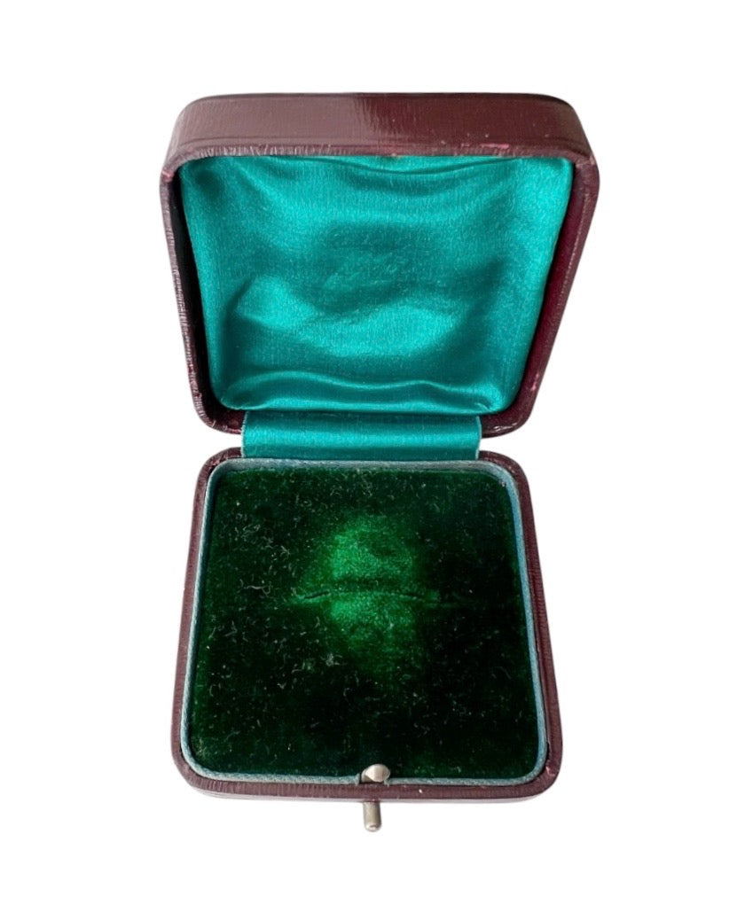 Antique Brooch Presentation Box with Green Velvet Interior