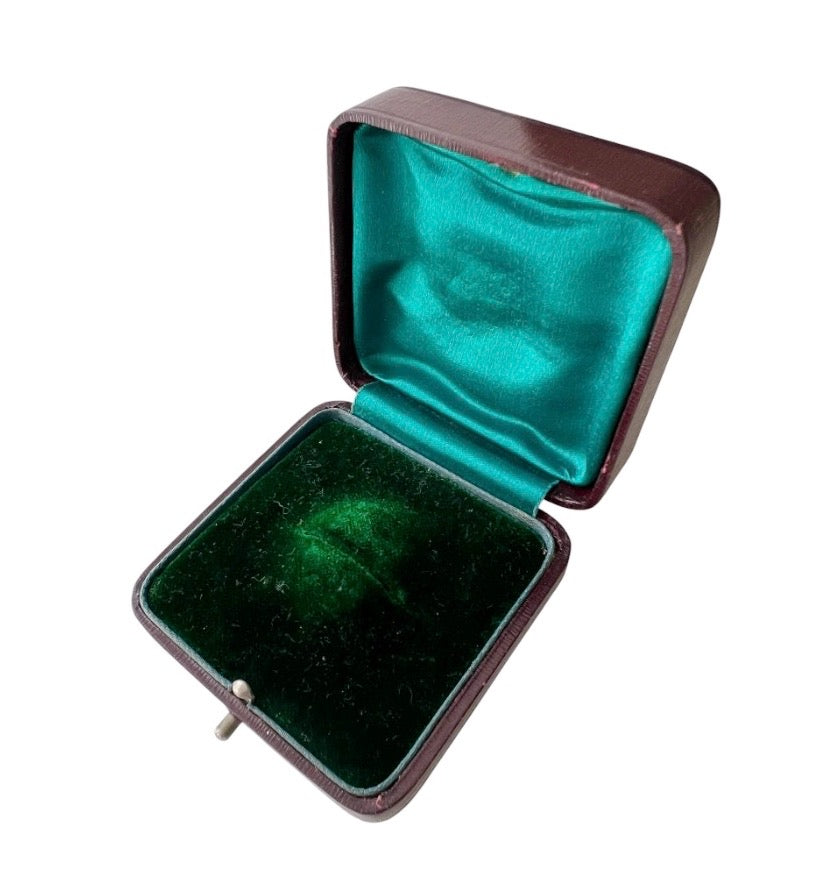 Antique Brooch Presentation Box with Green Velvet Interior