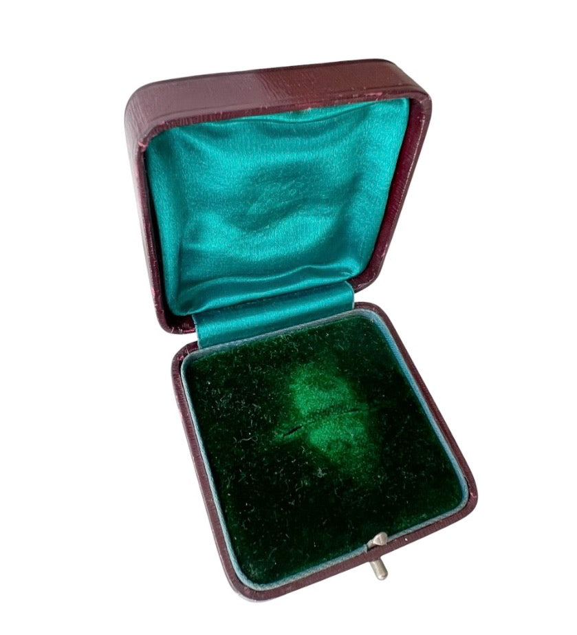 Antique Brooch Presentation Box with Green Velvet Interior