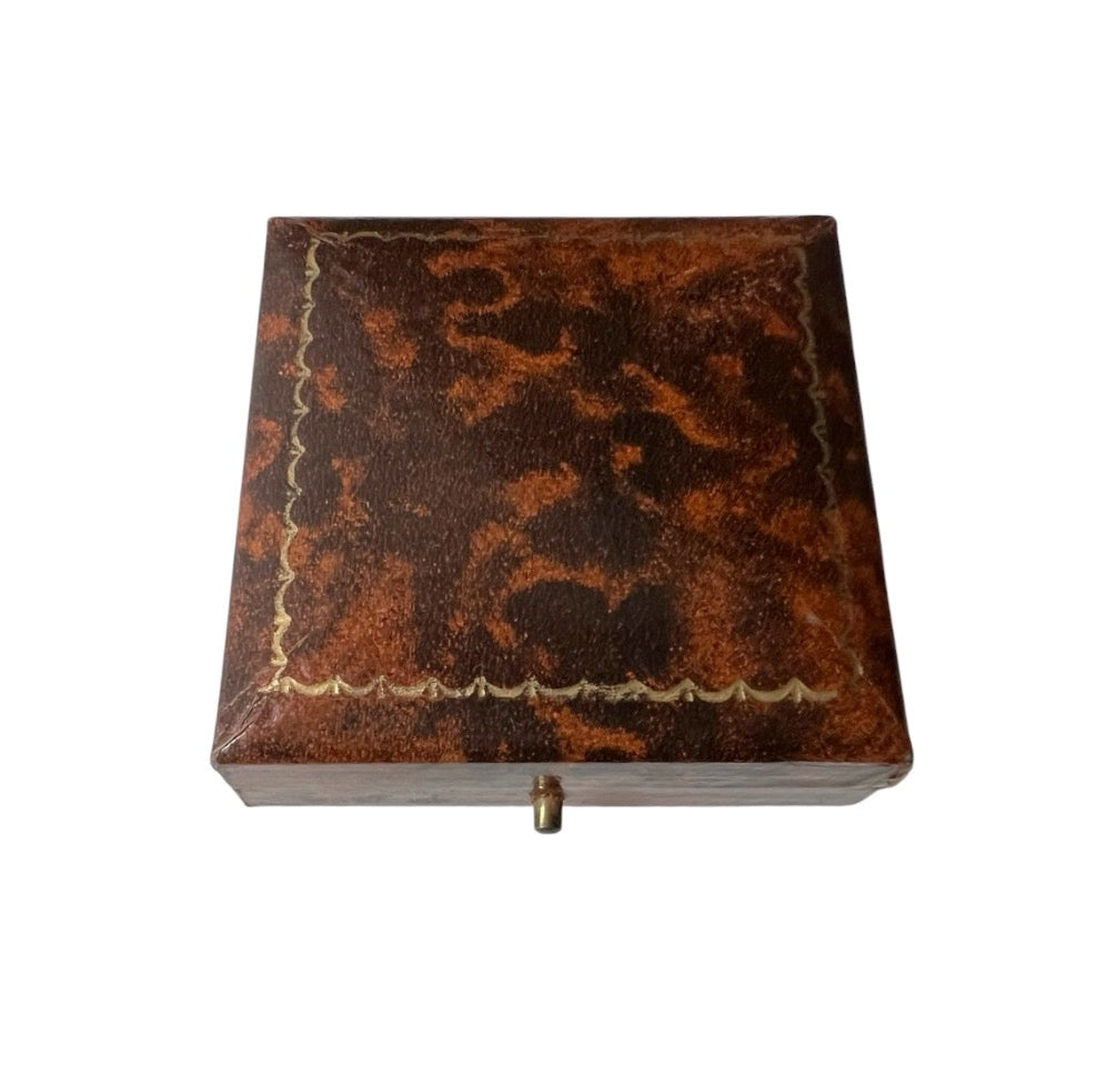 Antique Jewellery Presentation Box with Blue Velvet & Satin Lining