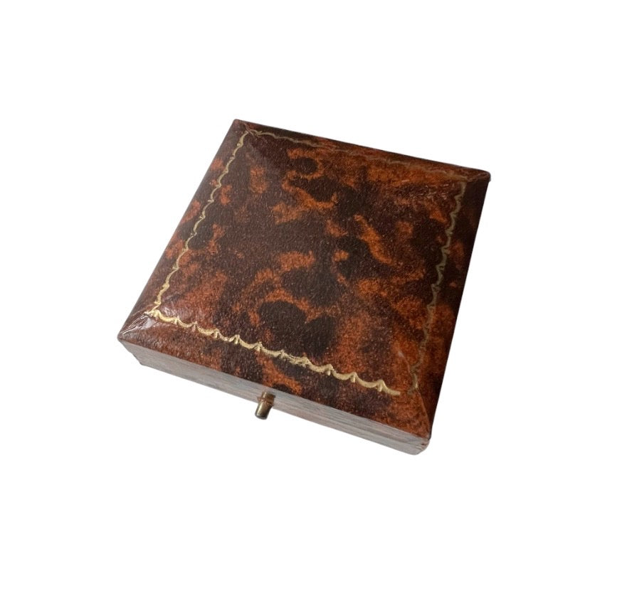 Antique Jewellery Presentation Box with Blue Velvet & Satin Lining