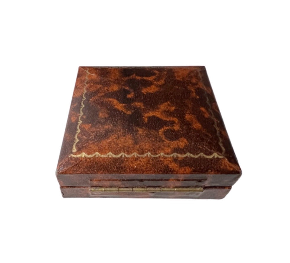 Antique Jewellery Presentation Box with Blue Velvet & Satin Lining