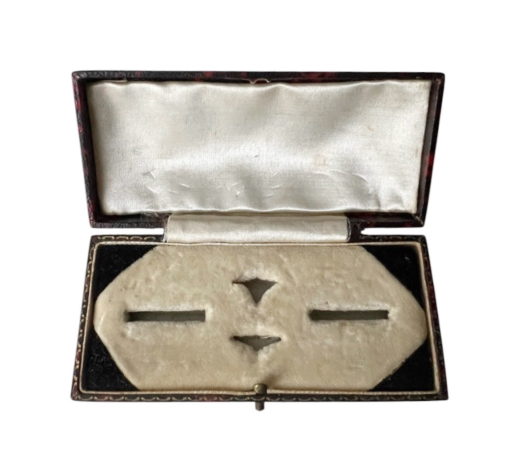 Antique Cufflink and Stud Presentation Box with Cream Velvet Interior
