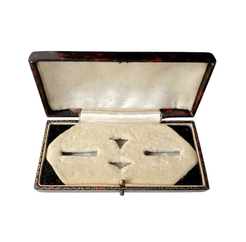 Antique Cufflink and Stud Presentation Box with Cream Velvet Interior