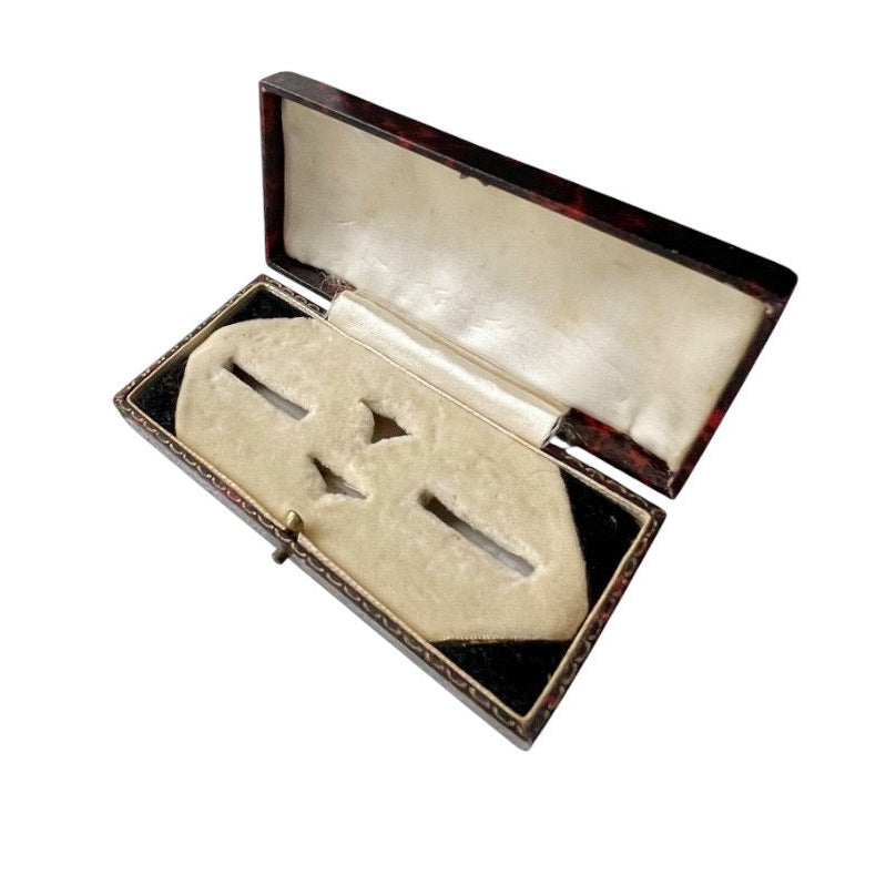 Antique Cufflink and Stud Presentation Box with Cream Velvet Interior