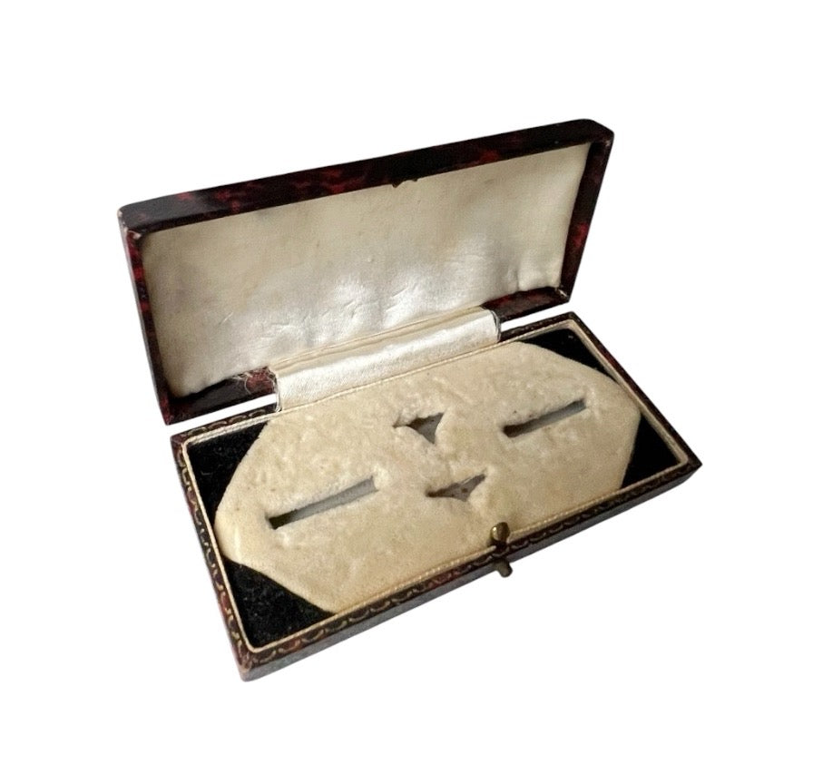 Antique Cufflink and Stud Presentation Box with Cream Velvet Interior