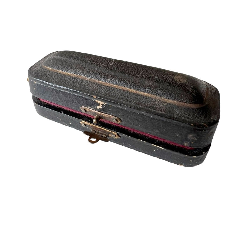 Antique Victorian Jewellery Box Red Velvet Case for Cufflinks Earrings or Rings c1880