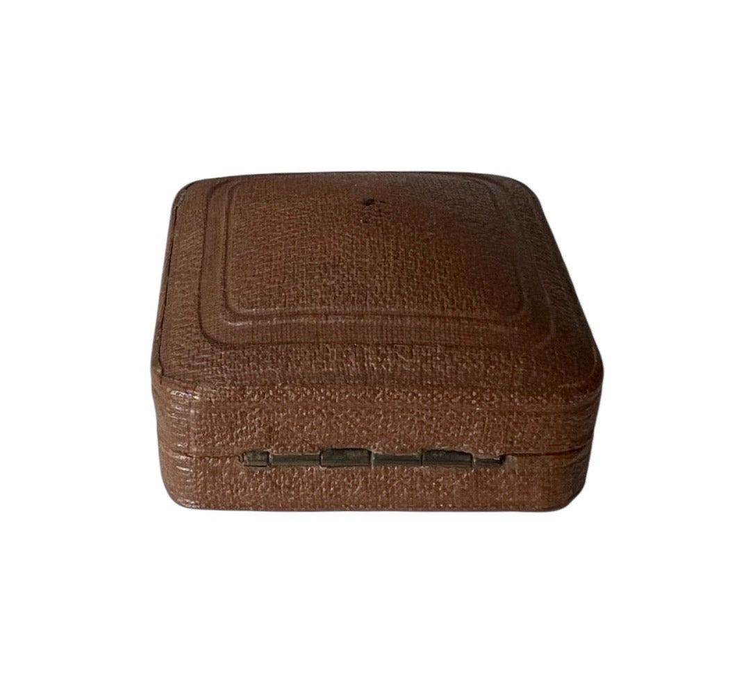 Antique Leather Jewellery Box – W.H. Skinner Southend-on-Sea – Small Ring or Pendant Case – Edwardian Era
