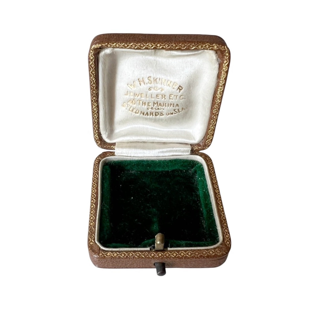 Antique Leather Jewellery Box – W.H. Skinner Southend-on-Sea – Small Ring or Pendant Case – Edwardian Era