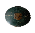 Antique Green Leather Jewelry Presentation Case Small Folding Box Victorian Edwardian