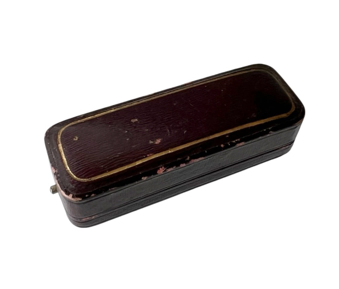 Antique Stick Pin Box W Alexander Southampton Leather Jewellery Case Edwardian