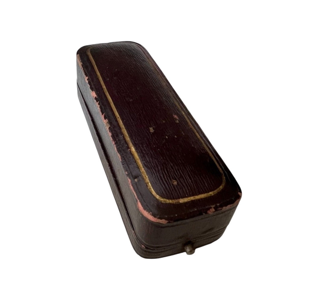 Antique Stick Pin Box W Alexander Southampton Leather Jewellery Case Edwardian