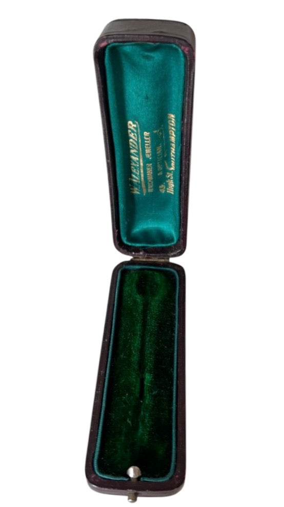 Antique Stick Pin Box W Alexander Southampton Leather Jewellery Case Edwardian