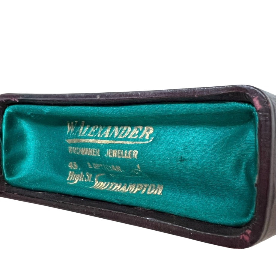 Antique Stick Pin Box W Alexander Southampton Leather Jewellery Case Edwardian