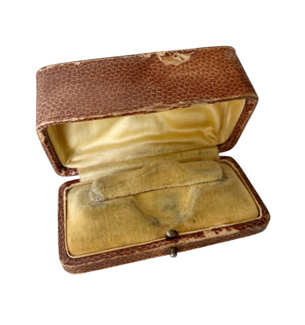 Antique Leather Jewellery Box Brooch Pendant Case Velvet Fitted Display Box