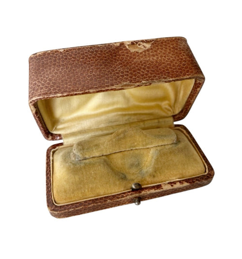 Antique Leather Jewellery Box Brooch Pendant Case Velvet Fitted Display Box