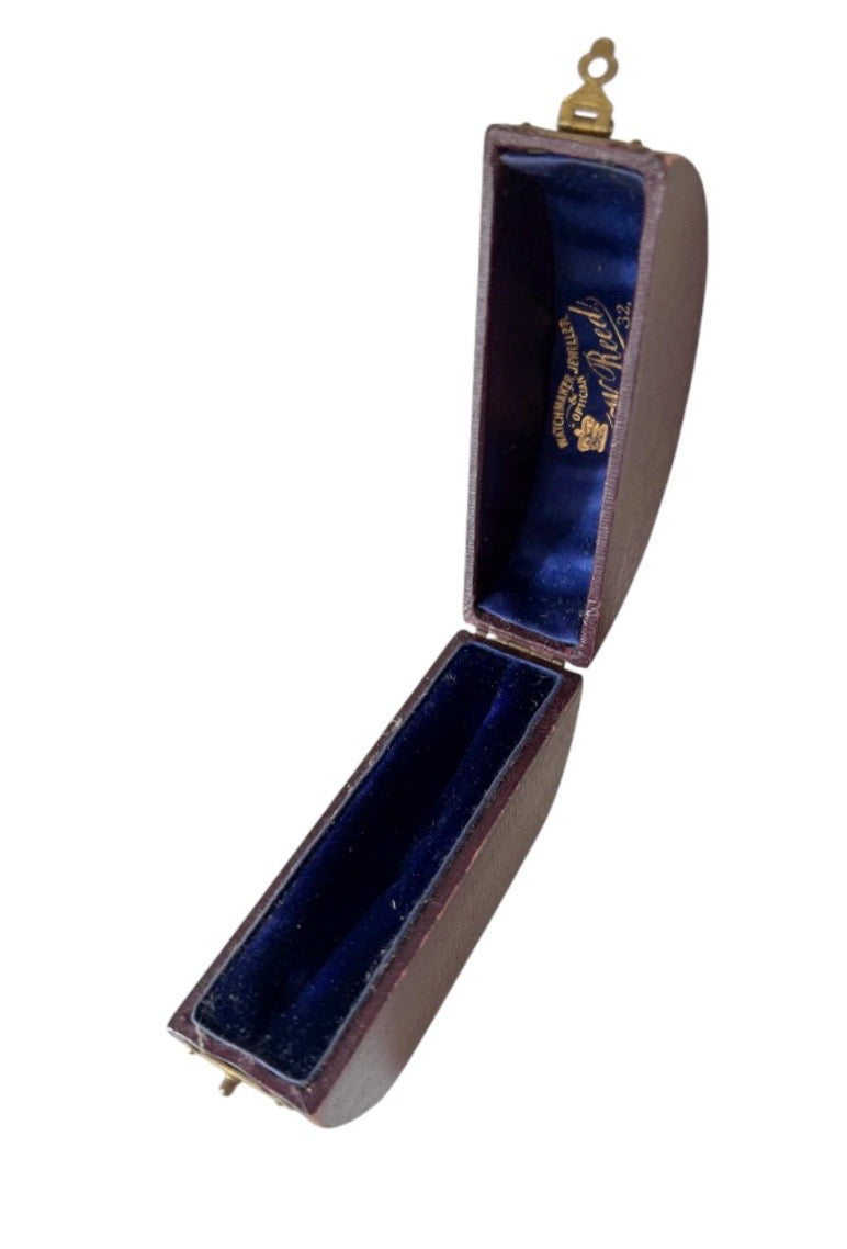Antique Bangle Bracelet Box F.W. Reed Swansea Leather Case Blue Velvet