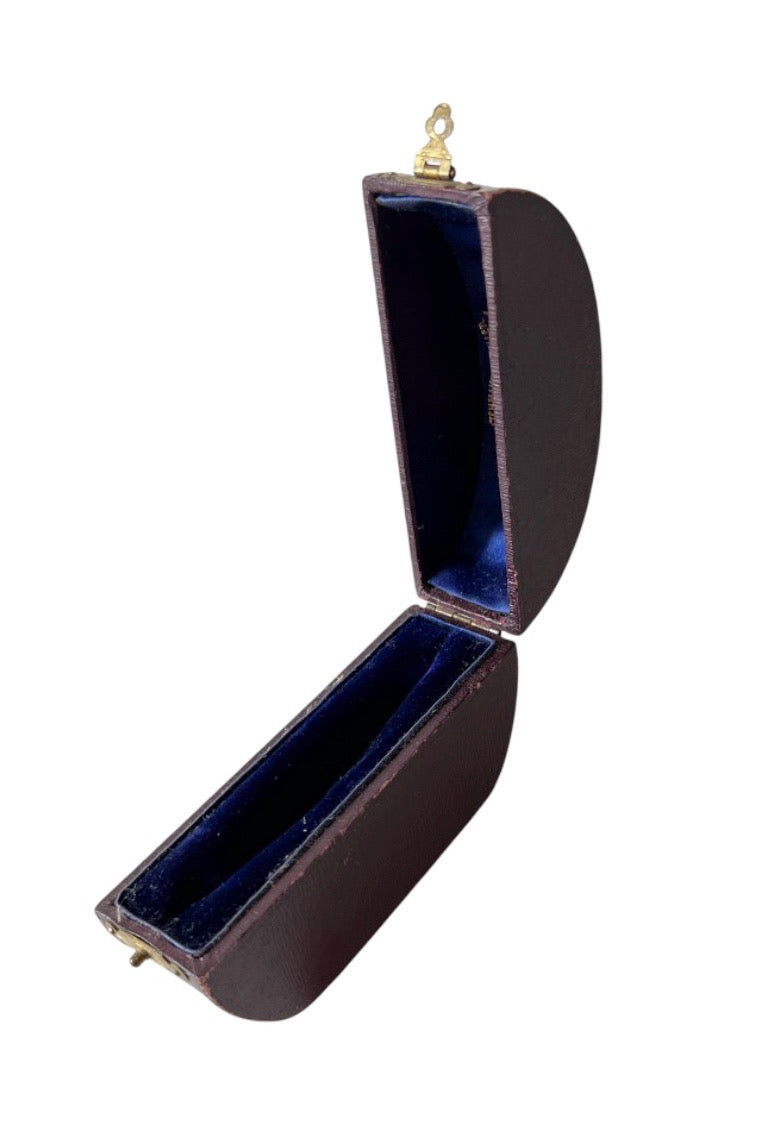 Antique Bangle Bracelet Box F.W. Reed Swansea Leather Case Blue Velvet