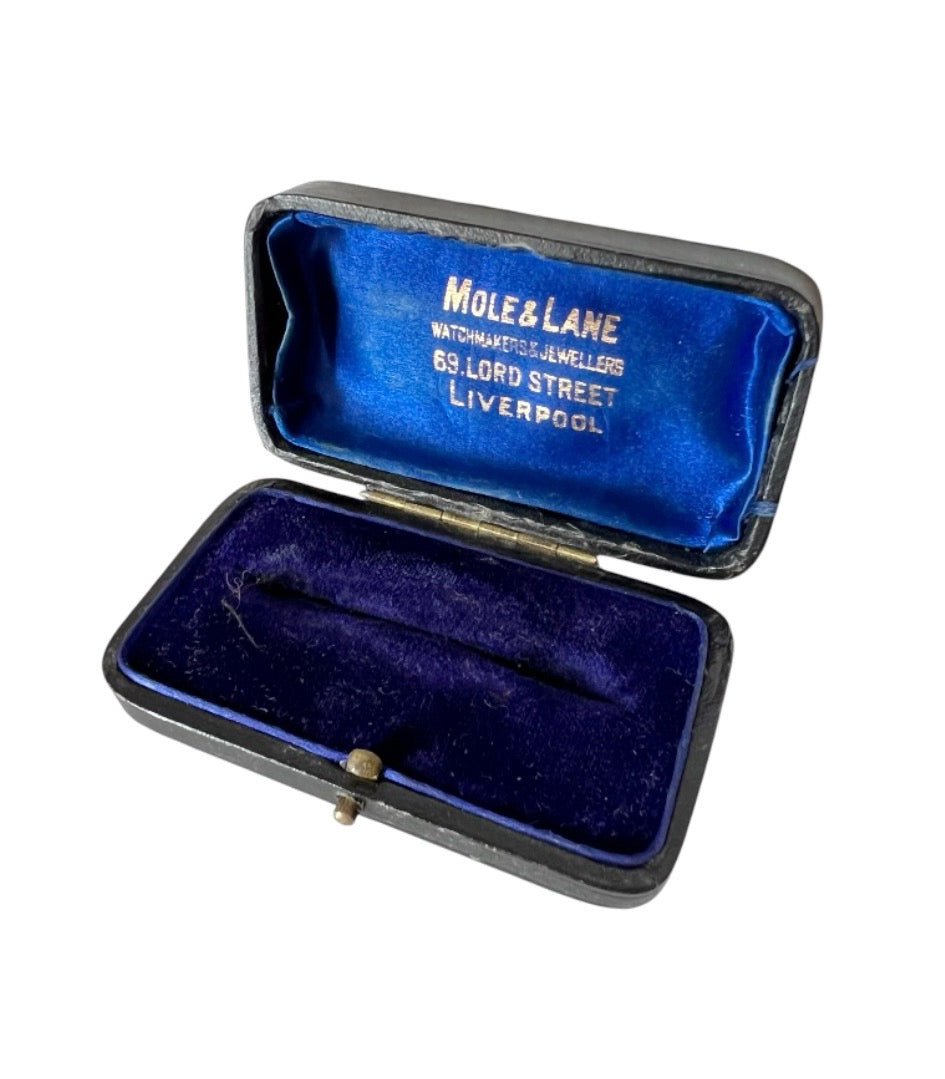 Antique Jewellery Box Mole & Lane Liverpool Leather Case Blue Velvet
