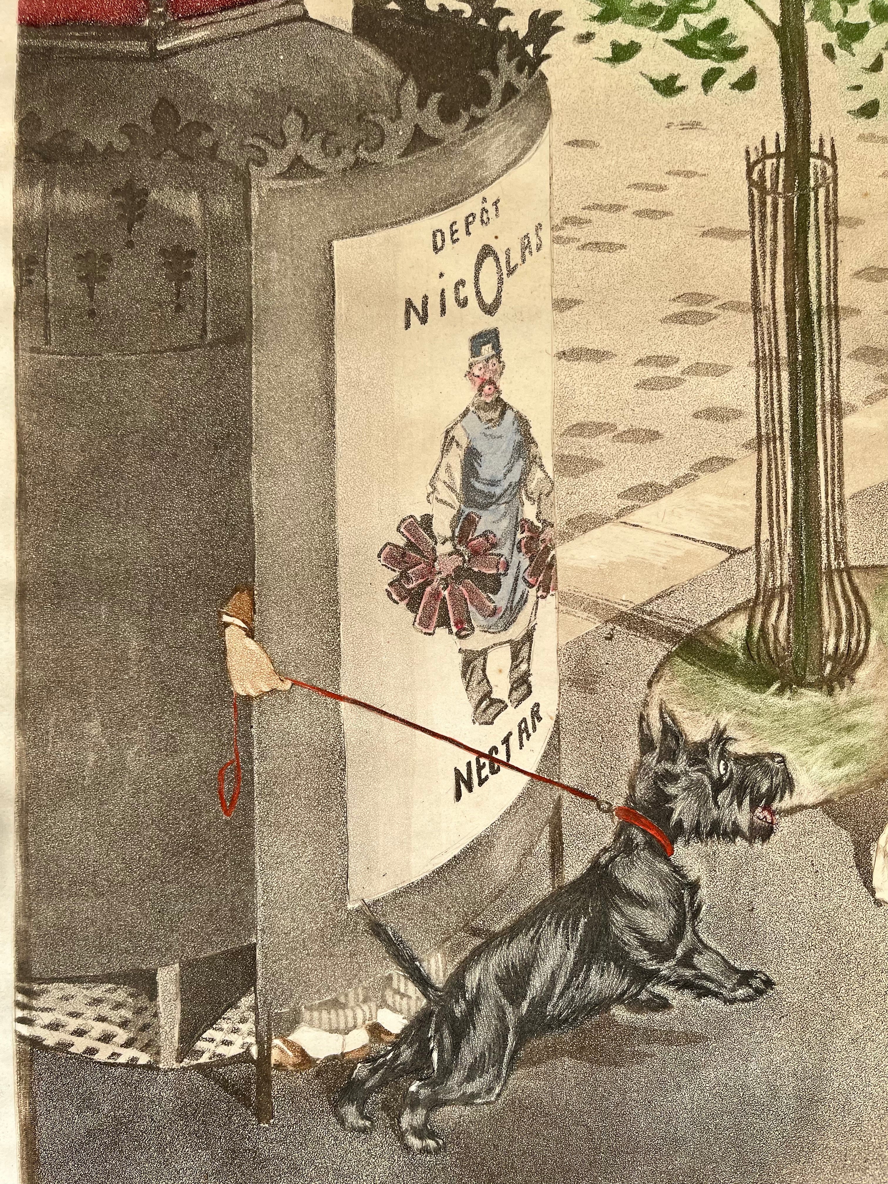 Original Boris O'Klein Hand-Signed Aquatint Etching "One Minute Boy", Large Format Dirty Dogs of Paris,  Vintage French Art