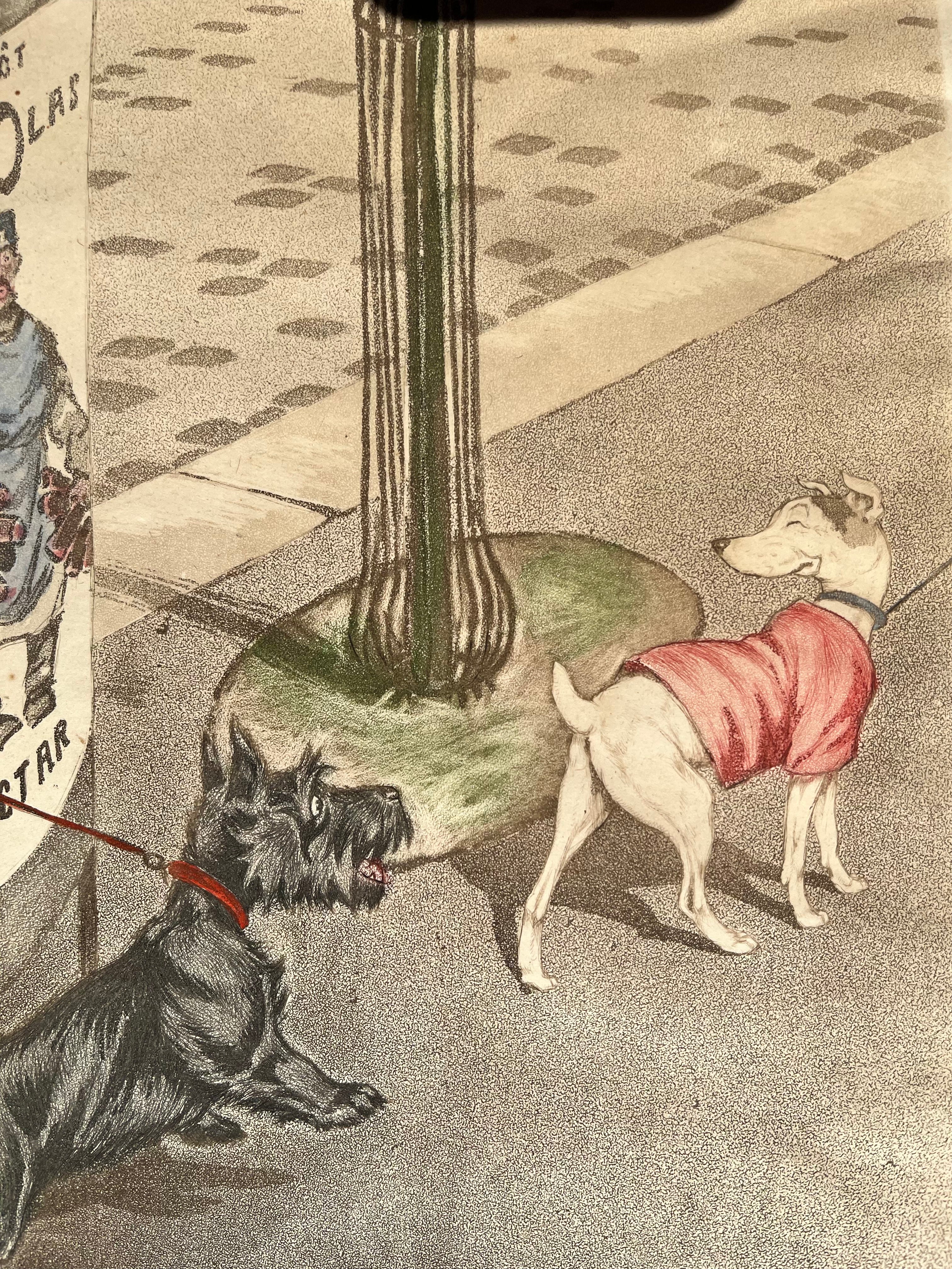 Original Boris O'Klein Hand-Signed Aquatint Etching "One Minute Boy", Large Format Dirty Dogs of Paris,  Vintage French Art