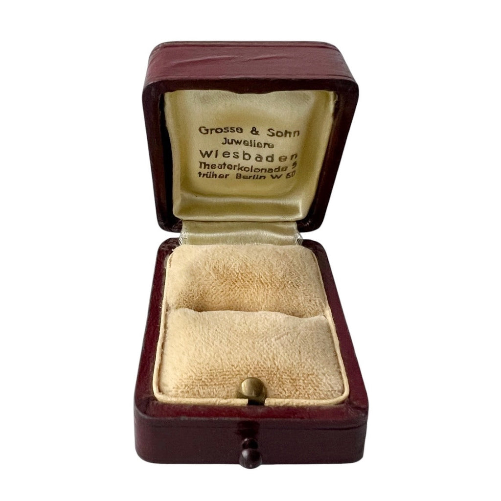 Antique German Jewellery Box Grosse & Sohn Wiesbaden Leather Ring Box Case