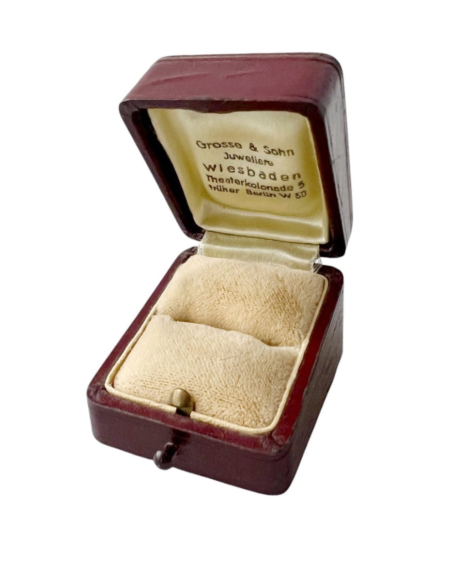 Antique German Jewellery Box Grosse & Sohn Wiesbaden Leather Ring Box Case