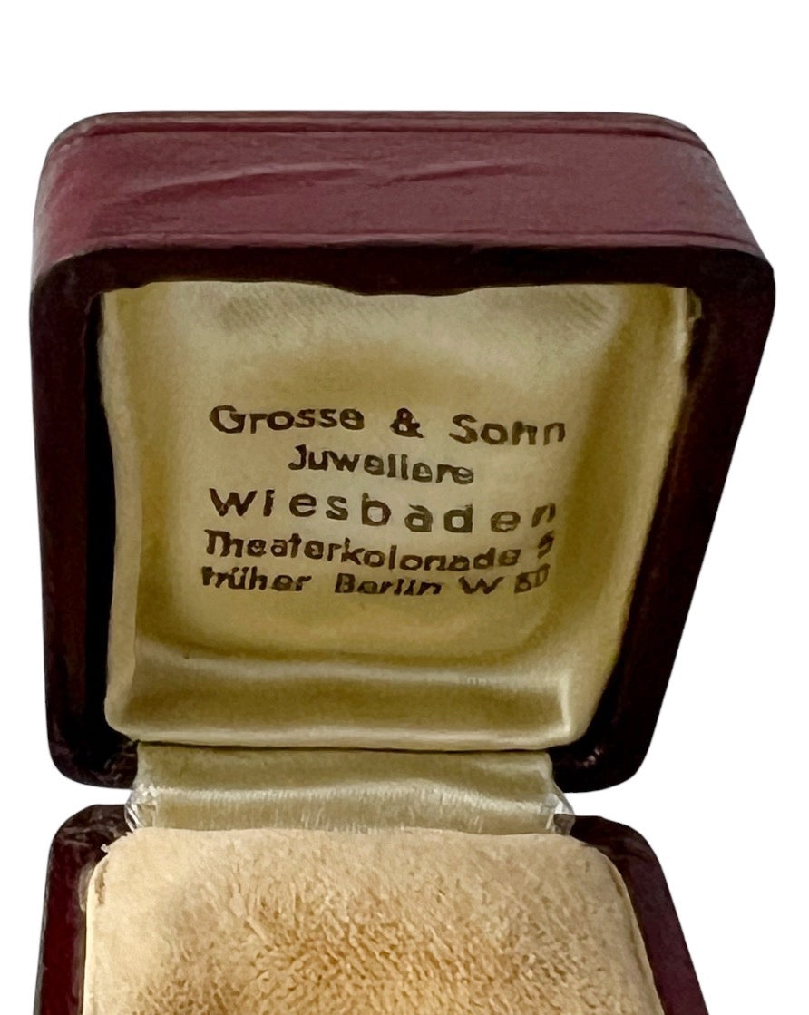 Antique German Jewellery Box Grosse & Sohn Wiesbaden Leather Ring Box Case