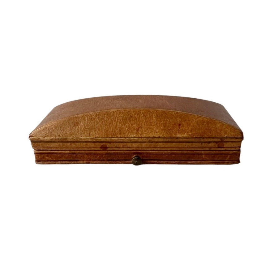 Antique Leather Jewellery Box Long Brooch Case Vintage Display Box