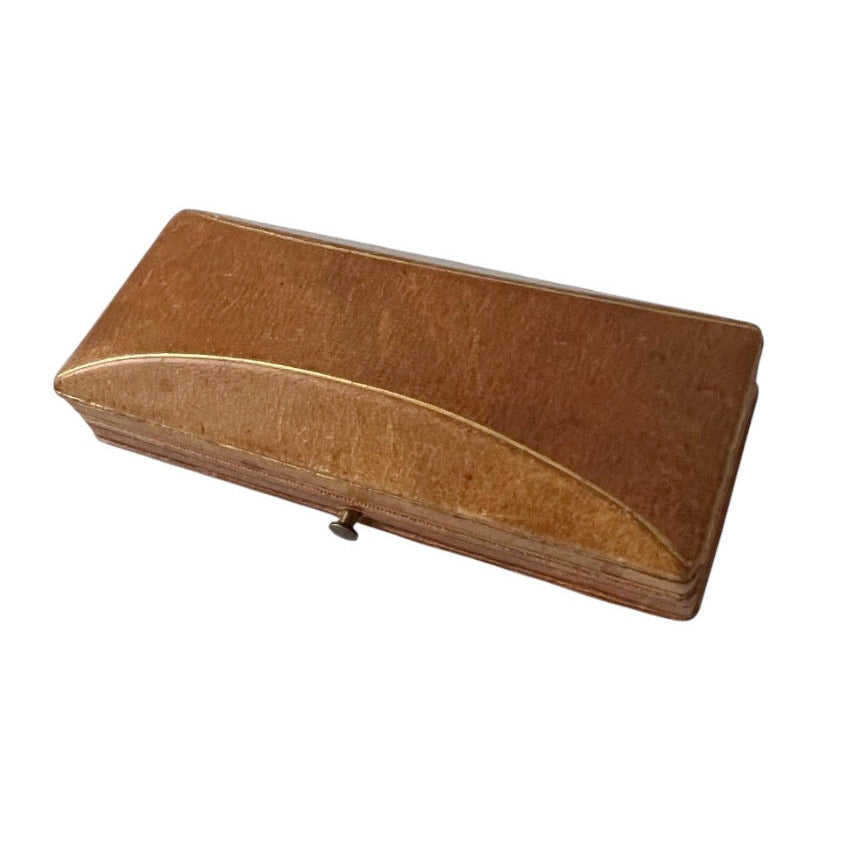 Antique Leather Jewellery Box Long Brooch Case Vintage Display Box