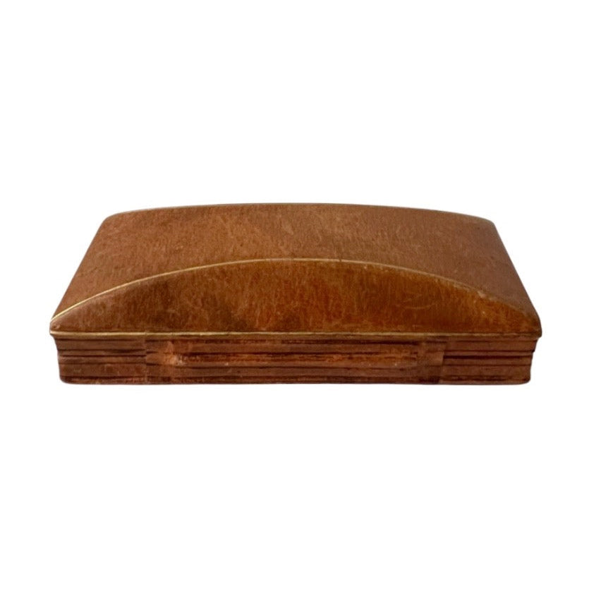 Antique Leather Jewellery Box Long Brooch Case Vintage Display Box