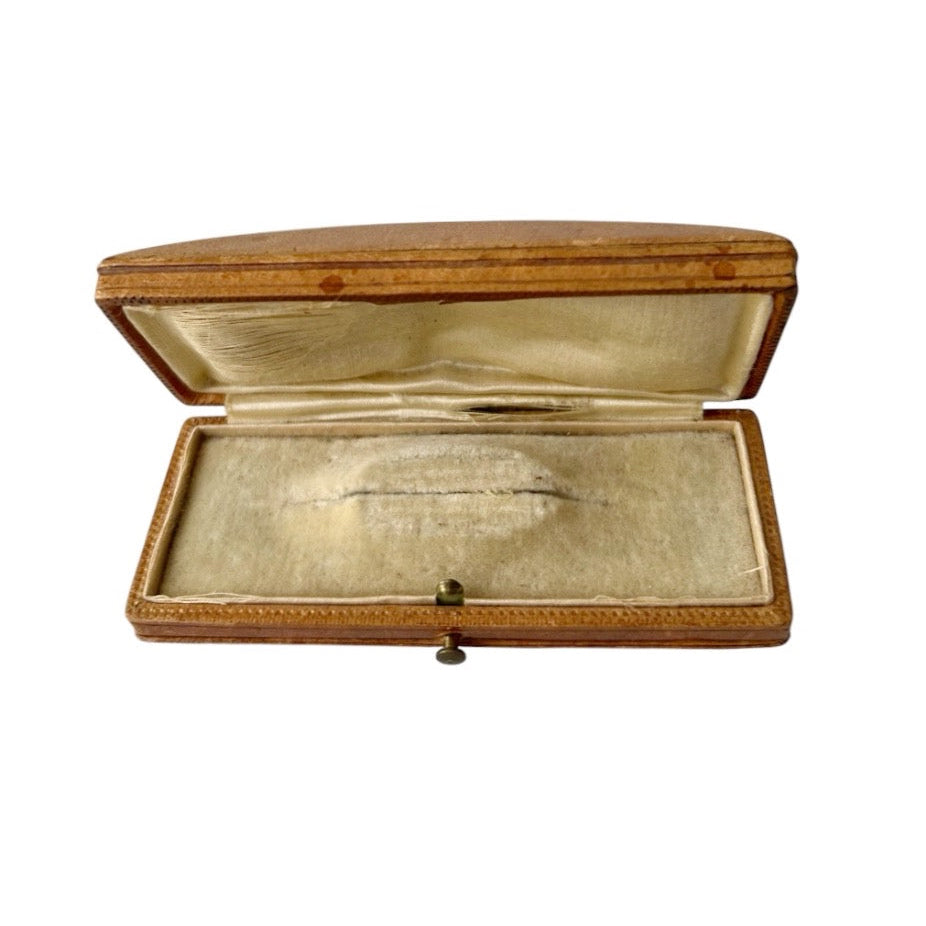Antique Leather Jewellery Box Long Brooch Case Vintage Display Box