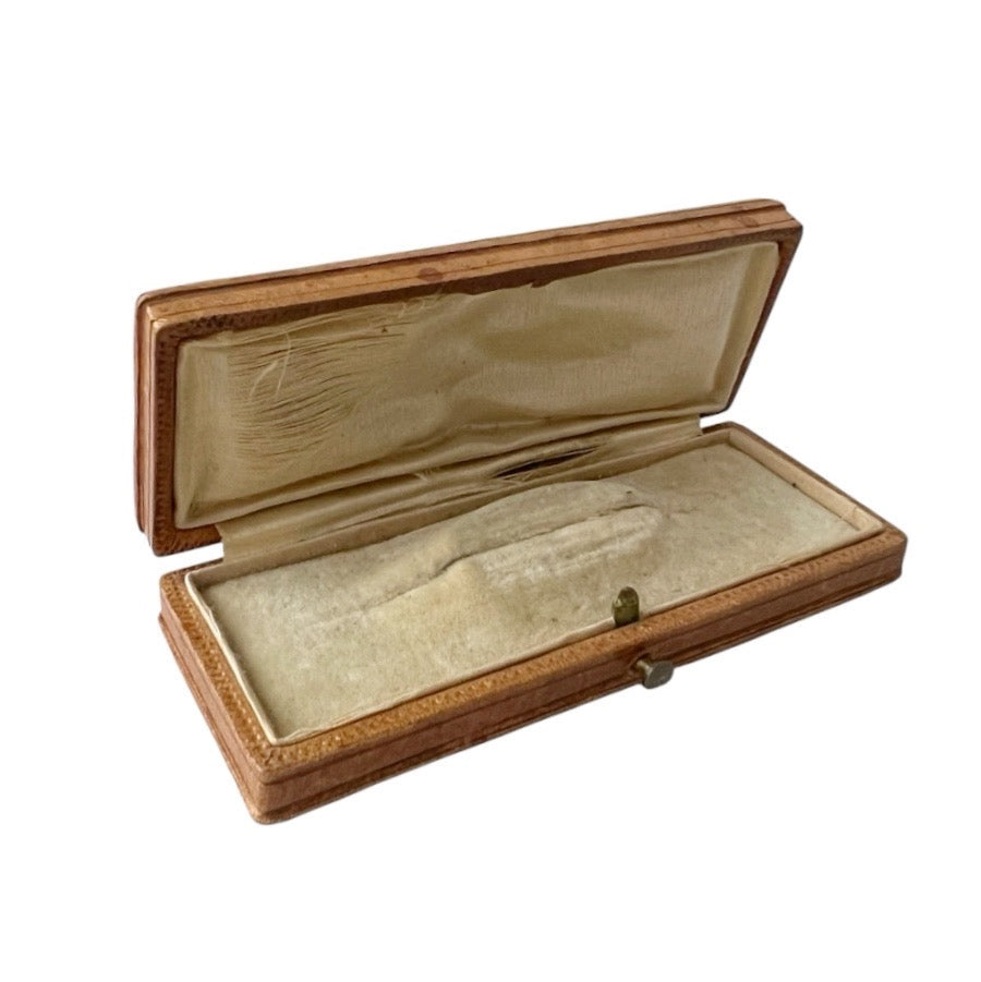 Antique Leather Jewellery Box Long Brooch Case Vintage Display Box