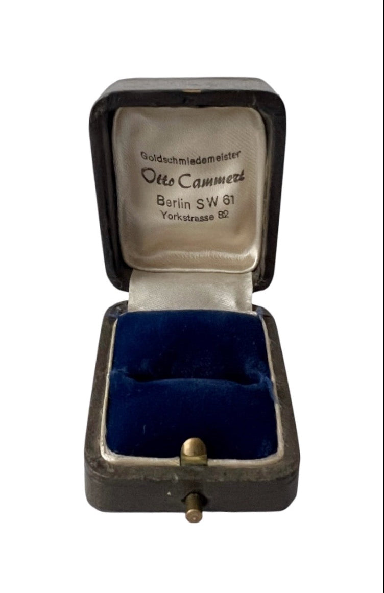 Antique Berlin Ring Box Otto Cammerz Blue Velvet Leather Jewellery Case