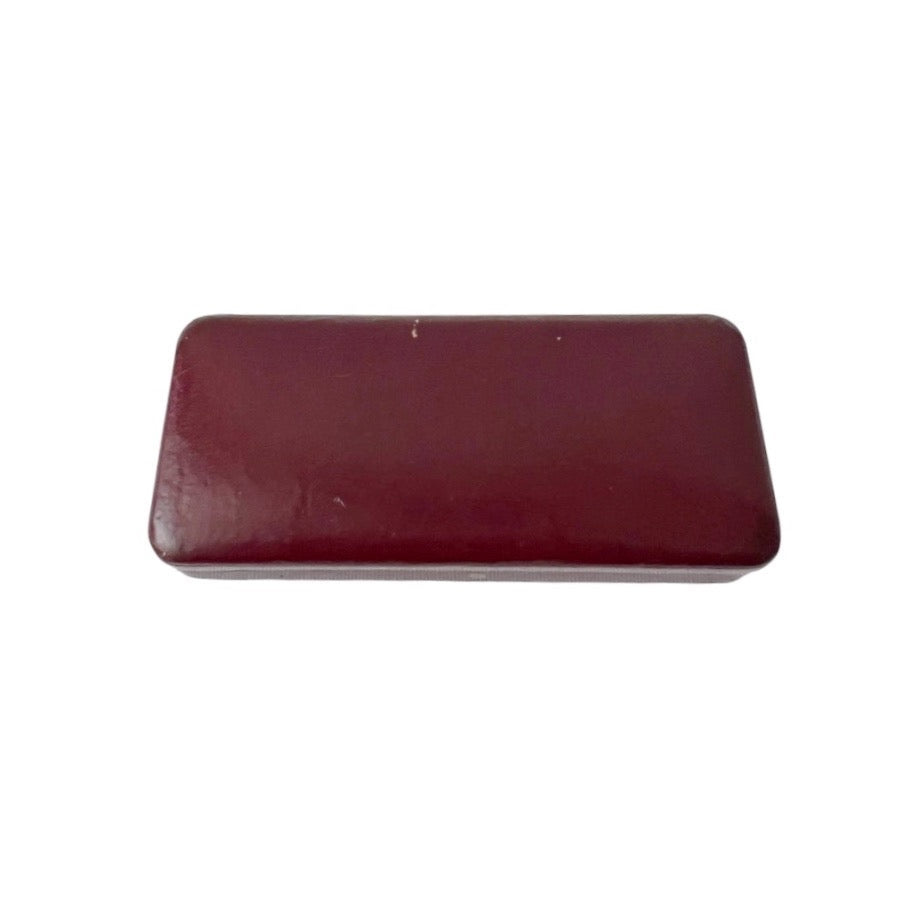 Antique Pörnbacher Brooch Box Burgundy Leather Satin Jewellery Case